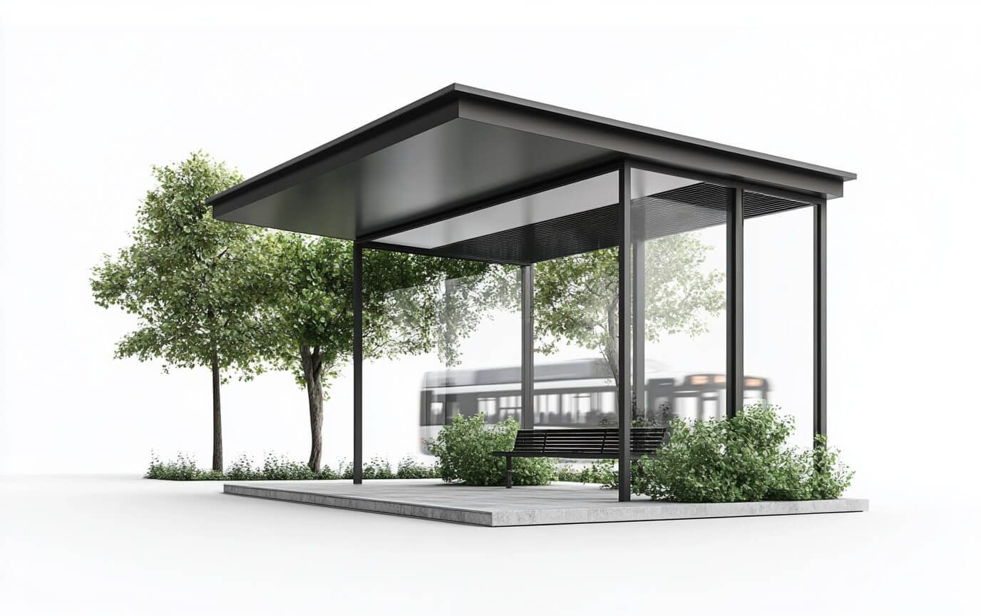 Bus shelter design made in DXF format